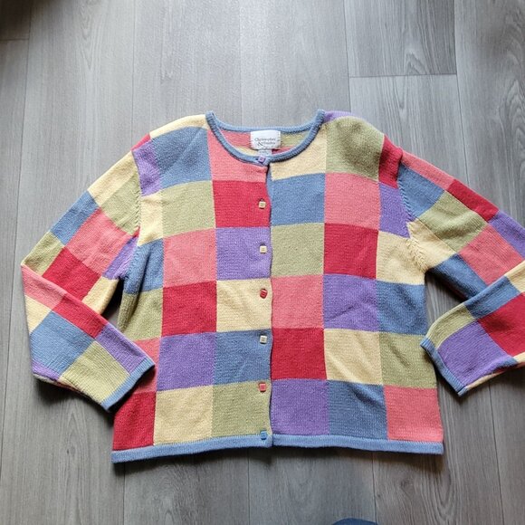 Colorful Patchwork Knit Cardigan By Christopher & Banks - Picture 4 of 7